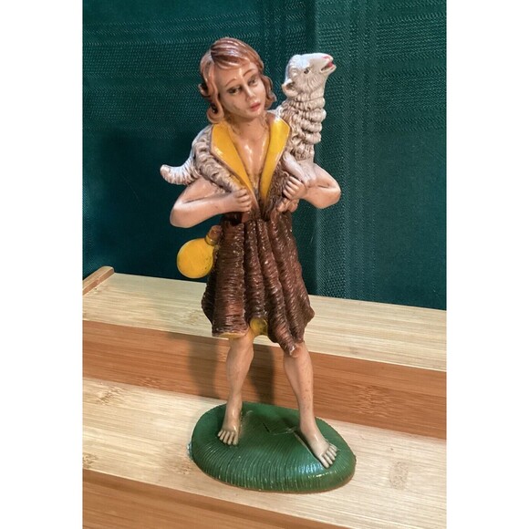 Vintage Nativity Shepherd Boy Lamb Figurine Replacement Marked Italy 7.5" Tall - Picture 1 of 7